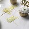 24 Gold Glittered Happy Birthday Cupcake Toppers Cake Decorations Party Supplies